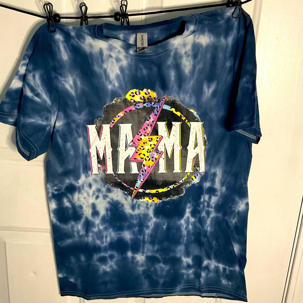 Mama tee tie dyed leopard print